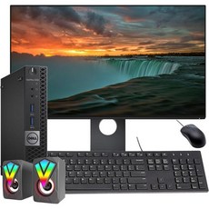 Dell OptiPlex 5050 미니 데스크톱 컴퓨터 24인치 FHD 모니터 번들 RGB 스피커 PC 세트 인텔 코어 i5-7600 3.50-4.10GHz 32GB