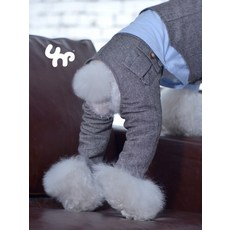 강아지 멜빵 바지 패밀리 언펫 트윌 모직 정장 보온 슬림핏 멋스러운 입체 포켓 팬츠