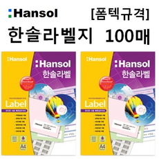 [한솔] 한솔라벨지 100매 / 국산 폼텍규격, 선택3 HL4209 (18칸)