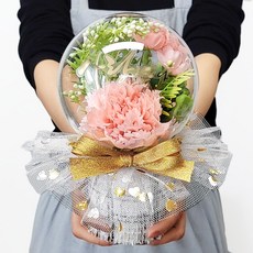 더라임코리아 아크릴 꽃풍선 레이스 카네이션 선물 어버이날 스승의날 (캐리어포함), 핑크