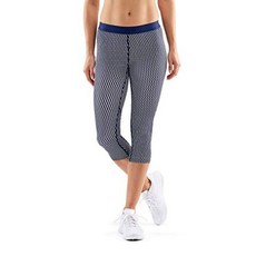 Skins DNAmic Performance Compression Capri 3/4 타이츠 Textured Square Navy / White Medium