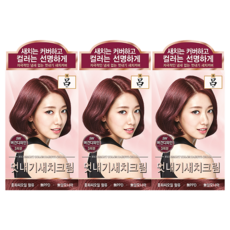 려 우아채 새치 염색약 1+1+1 뿌리염색 쉬운염색 부분염색, 3개, 5W 버건디와인