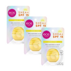 이오스 eos 립밤 시어 썬스크린 립 밤 SPF15 레몬 트위스트 입술 건조 립케어 7g 3개 Shea+SPF Lip Balm Lemon Twist Water Resistant, 레몬트위스트