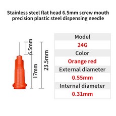접착제 분배용 나선형 마우스 깍지 접착제 바늘 스테인리스 스틸 분배 바늘 4G 34G 6.5mm, 24G 50Pcs, 50개