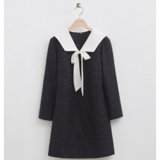 로엠 배색카라 트위드 원피스
