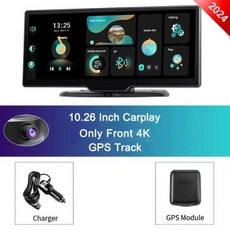 OBDPEAK k2 2.0 대시 캠 10.26 인치 4K 자동차 DVR 카메라 카플레이 및 안드로이드 자동 GPS 네비게이션 백미러 대시보드 비디오 녹음기, 없음, 5) GPS-Single lens - With 64G