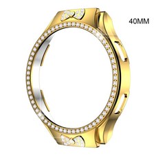 Galaxy-Watch 4 Crystal Diamond 베젤 링 케이스 하우징을위한 범퍼 쉘 시계, 금, 40mm