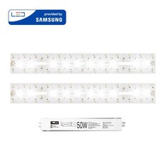 투원라이팅 가정용 삼성 칩 LED 조명 모듈 등 교체 세트 주방등 욕실등 400x52mm 2장 50W, 보급형/SA등급(3528칩), 1개, 4000K(주백색/아이보리빛) - led칩