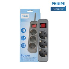 필립스 올그레이컬러탭 4000W 고용량멀티탭 과부하차단, 1.5m, 올그레이 3구, 1개 1.5M, 올그레이 3구, 1개, 그레이