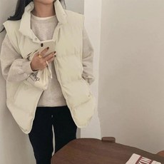 여성 패딩 조끼 아우터 루즈핏 도톰 민소매 패딩 점퍼 베스트 캐주얼 베스트