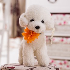 곰인형 푸들 인형 강아지 피큐어 모방 엎드린강아지 비숑 장난감 여학생 선물, C01-스몰사이즈 높이 23CM(소 신중하게골라주세요), T08-화이트 꽃을 달다