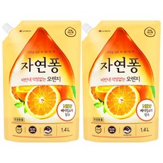 자연퐁 비린내 걱정없는 오렌지 리필형 주방세제, 1.4L, 2개