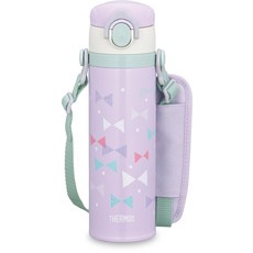 써모스 수통 진공 단열 키즈 휴대용 머그잔 500ml 파스텔 퍼플 떼어낼 수 있는 스트랩, 상세페이지 참조, 1개