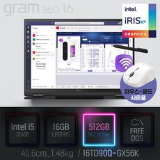 LG 2022 그램360 16TD90Q-GX56K - 16인치 사무용 인강용 터치 2in1 노트북, Free DOS, 16GB, 512GB, 코어i5, 옵시디안 블랙