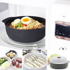 니본 쿡앤밥찜기2p 세트 (신형찜기)-라면 전자 렌지 용기 냄비 렌지찜기 계란찜기, 블랙, 블랙