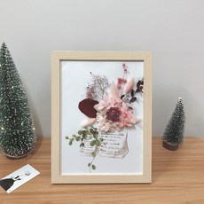 드라이플라워 입체 원목 결혼선물 말린부케액자, 화이트 가죽 가방 31 * 24CM