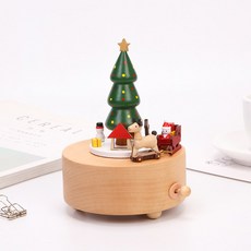 크리스마스 빌리지 오르골 자장가 뮤직박스 생일 선물 회전목마 인테리어 소품, 트리 (음악 : 메리 크리스마스)