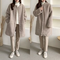 2020년 가을 겨울 양털 뽀글이 루즈핏 노카라 집업 자켓 코트