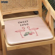 DFMEI 여름 아이스 방석 사무실 오래 앉아 교실 걸상 의자 쿨매트 기숙사 여름 통풍 방구 매트 미끄럼 방지 플라밍고-핑크 50X50cm
