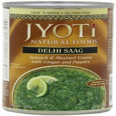 Jyoti Natural Foods Delhi Saag 시금치 및 겨자잎 15온스 캔(12팩) Jyoti Natural Foods Delhi Saag Spinach and, 1개