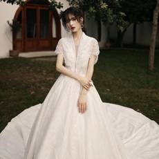 셀프 웨딩 드레스 롱 촬영 화보 레이스 볼레로 청순한스타일 유럽풍