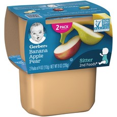 Gerber 2단계 어린이 식품 113g 2개입, 바나나 With 사과 & 배(Bananas With Apples & Pears), 226g, 1개