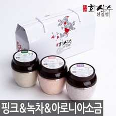 화산수천일염 히말라야 핑크소금&녹차소금&아로니아소금 3개입 소금 선물세트, 3개, 400g