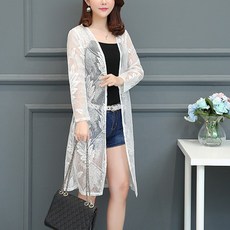 여성 여름 망사 가디건 롱 비치 루즈핏 XJBD