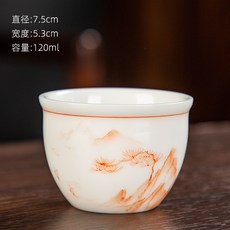 쇼다 양지 옥 백자 손그림 큰 사이즈 주인 컵 개인 컵 도자기 찻잔 가정용 찻잔 창의 선물, 05 양지옥 손그림 개인컵-송, 1개