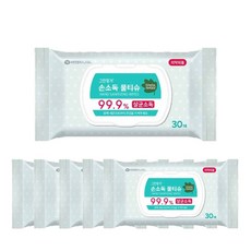 그린핑거 손소독 물티슈 캡형, 30매입, 6개