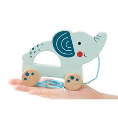유아기관 걸음마친구 풀어롱 원목 코끼리 장난감/ 이모선물 호기심자극 따라다니는, 1개, 옥색