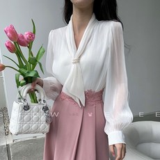 KORELANXiu Xixi 2022 이른 봄 새로운 한국어 버전 레이디 Tencel 우아한 단색 모든 경기 통근 셔츠 탑 7983