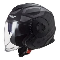 LS2 OF570 VERSO MARKER 베르소 마커 / 오픈페이스 헬멧 (PEAK 선바이져 포함) / 이너바이져 내피분리 경량 오토바이 스쿠터 헬멧, 무광 블랙/티타늄