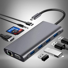 USB 허브 멀티 USB 3.0 USB 어댑터 독 MacBook Pro 액세서리 유형 C 3.1 분배기 3 포트 노트북 도킹 스테이션 VGA HDMI|USB 허브|, 1개, silver 6in1, 단일