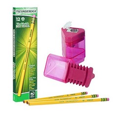sp 해외 1월 Dixon Ticonderoga 우드 케이스 연필 2 HB 노란색 상 +펜, saleoop 본상품선택