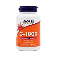 Now Foods 비타민 C-1000 위드 바이오플라보노이드 100 mg 100 베지캡슐, 1개, 100정