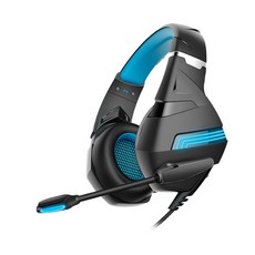 H6 헤드셋 유선 PC 노트북 충격적인 사운드 품질 경험을위한 HEARED LUMINON HEADSET 3D 서라운드 사운드, 파란색