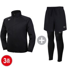 에버라스트 프로선수용 다이어트땀복+우븐 4부 반바지+테크핏 타이즈 3종 세트 E-535UBK+E-898PBK+E-958UBK 스포츠 상하의 3종 세트