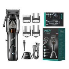 VGR 이발기 전문 이발기 전기 헤어 트리머 조정 가능한 이발 기계 남성용 V-653, 4.with box, 1개