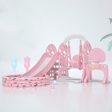 [해외 직송]DALIN 다기능놀이터 미끄럼틀 실내 어린이 그네 소형 아기 오션볼 아기 유치원 가정용 XZ17 A17, 11 핑크