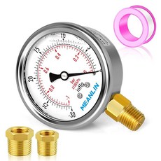 MEANLIN MEASURE 0~4000Psi 스테인리스 스틸 0.6cm(1/4인치) NPT 6.4cm(2.5인치) 페이스 다이얼 액체 충전 압력 게이지 WOG 워터 오일 에어, 하단 마운트