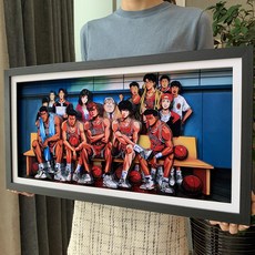 BOOM 슬램덩크 TV버전 상북팀 벤치 전체사진 장식 액자, 블랙
