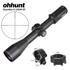 오 헌트 가디언 4-14X44 SF 사냥 용 라이플 스코프 30mm 튜브 사이드 시차 전술 라이플 스코프 (킬 플래시, 03 Low Picatinny Rings_04 러시아