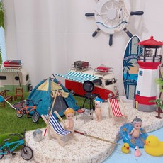 여름 소품 미니어처 캠핑 텐트 낚시 썬베드 캠핑용품 테마 모형 장식 인테리어 촬영 상품