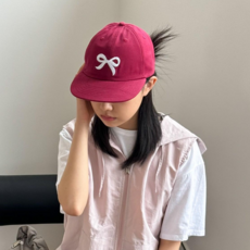 블루씨티 화이트 리본 자수 캠프캡 모자 6color