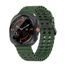호환 갤럭시워치7울트라 실리콘 스포츠 스트랩47mm, 그린, 1개