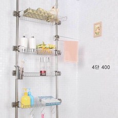 에스몰/ 세탁실 압축 기둥 선반 샴푸 거치대 화장실 수납 봉4단 앵글진열대, 상세내용표시