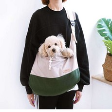 엠비아샵파이브5 투톤 뉴솔리드 슬링 그린 애견이동가방 소형견이동가방