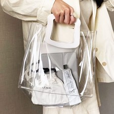 투명 PVC 토트백 가로 PVC가방 투명가방 PVC쇼핑백 PVC백 비치백