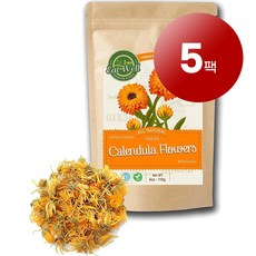 EAT WELL PREMIUM FOODS 100% 순수 오가닉 잘 말린 카렌둘라 메리골드 금송화 꽃 허브티 Dried marigold calendula flowers 114g 1팩, 5팩